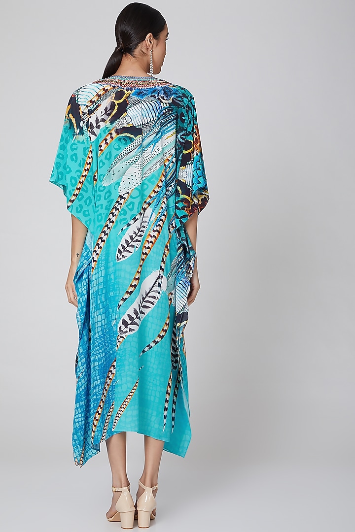 Powder Blue Kaftan With Crystal Embellishments by First Resort by Ramola Bachchan at Pernia's Pop Up Shop