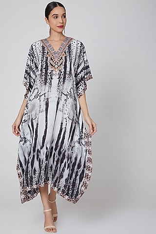 Grey Digital Print Kaftan by First Resort by Ramola Bachchan