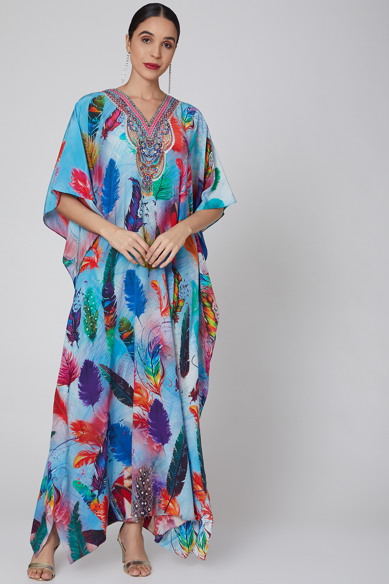 Cobalt Blue Printed Kaftan by First Resort by Ramola Bachchan at Pernia's Pop Up Shop