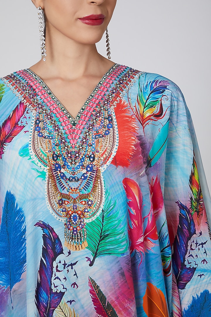 Cobalt Blue Printed Kaftan by First Resort by Ramola Bachchan at Pernia's Pop Up Shop