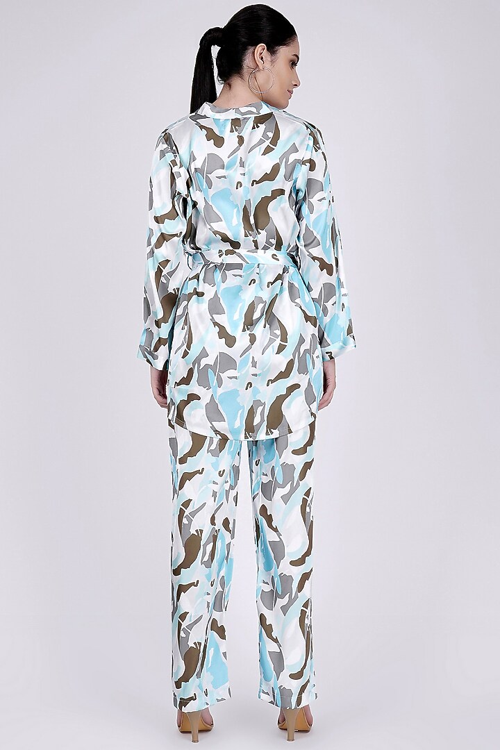 Sky Blue Printed Co-Ord Set by First Resort by Ramola Bachchan at Pernia's Pop Up Shop