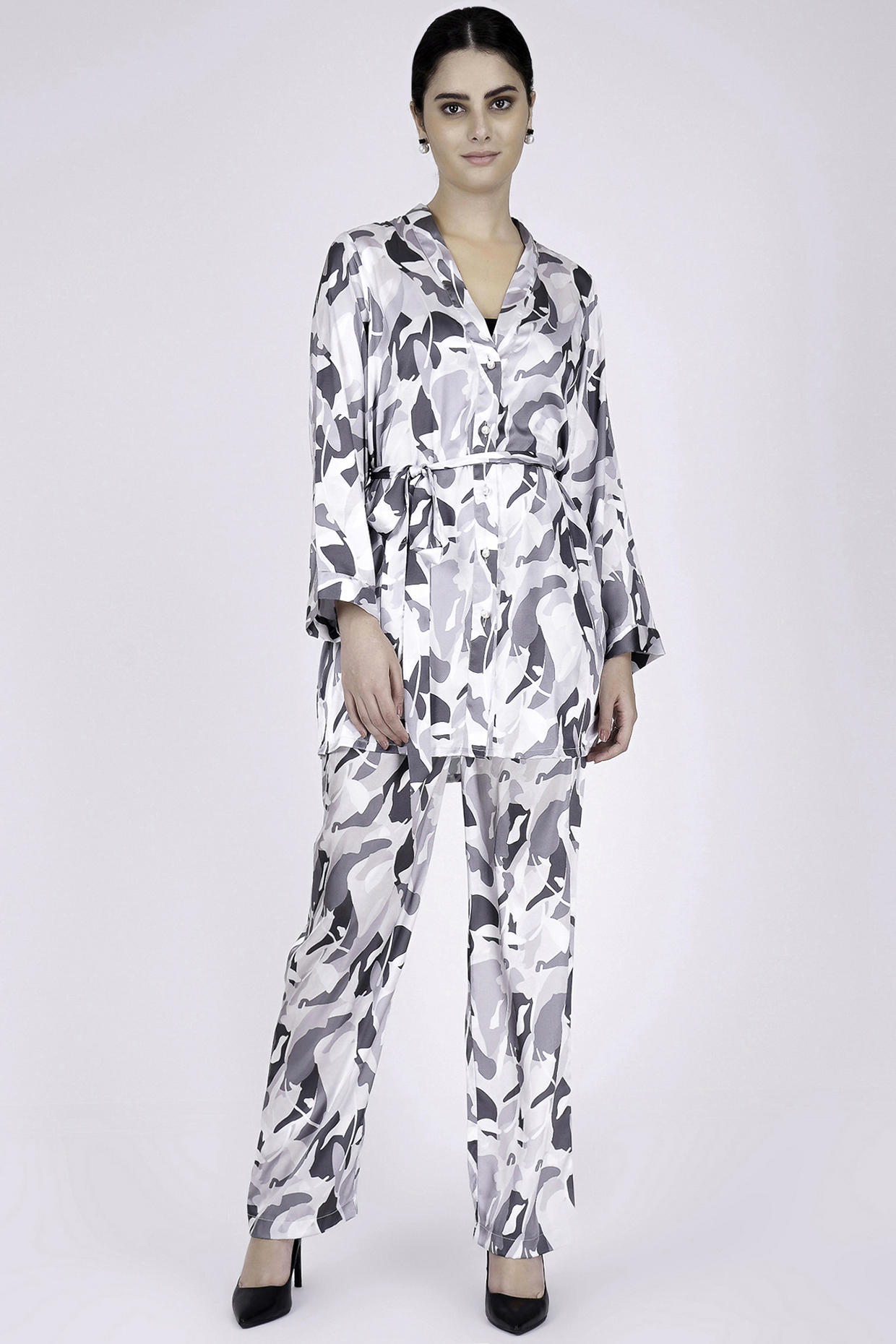 Grey Printed Co-Ord Set by First Resort by Ramola Bachchan at Pernia's Pop Up Shop