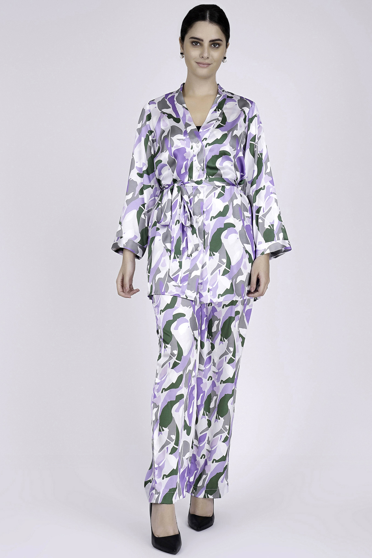 Purple Printed Co-Ord Set by First Resort by Ramola Bachchan at Pernia's Pop Up Shop