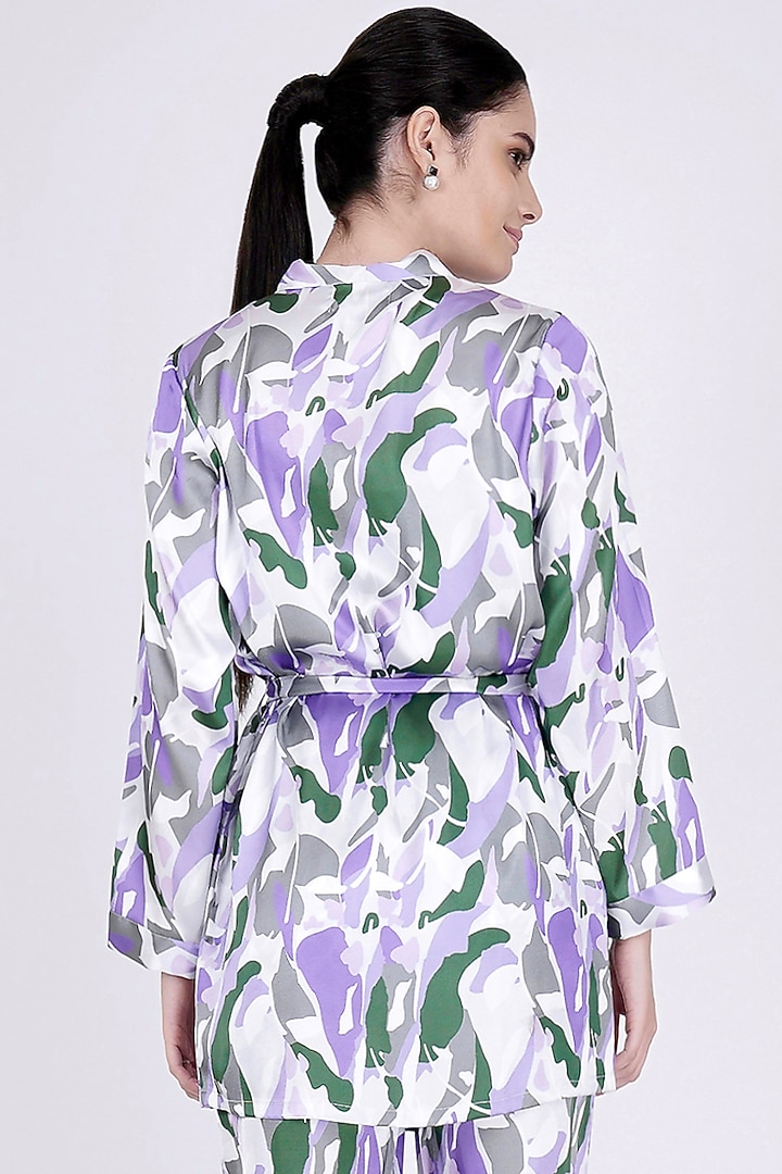 Purple Printed Shirt With Belt by First Resort by Ramola Bachchan at Pernia's Pop Up Shop