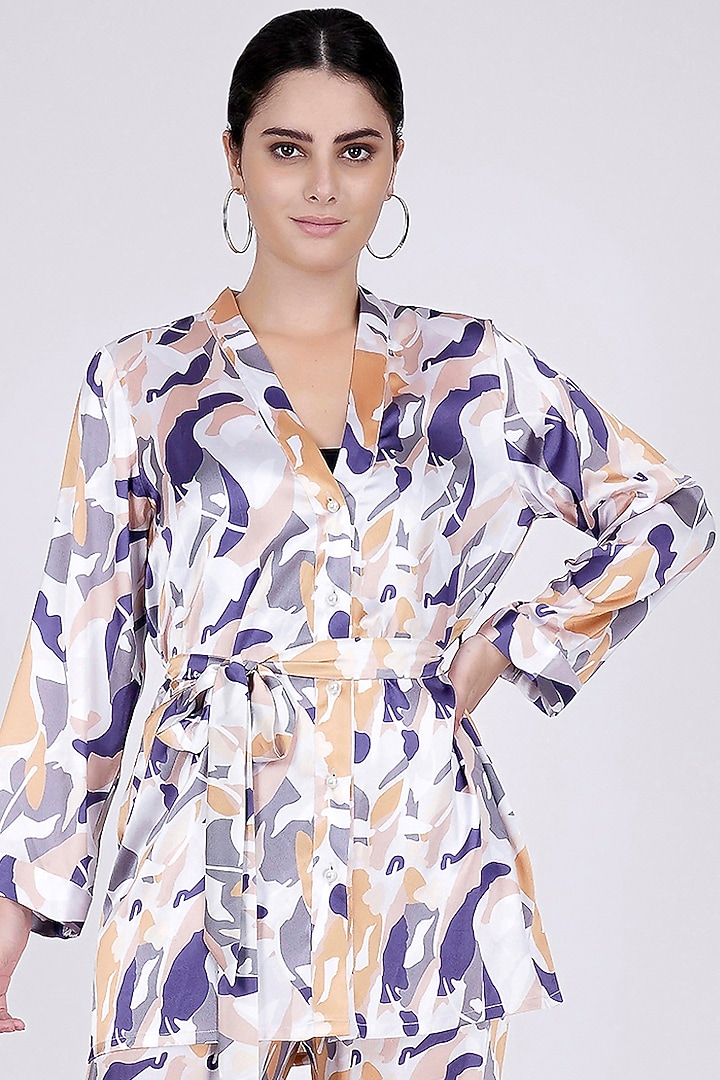 Mustard Printed Shirt With Belt by First Resort by Ramola Bachchan at Pernia's Pop Up Shop