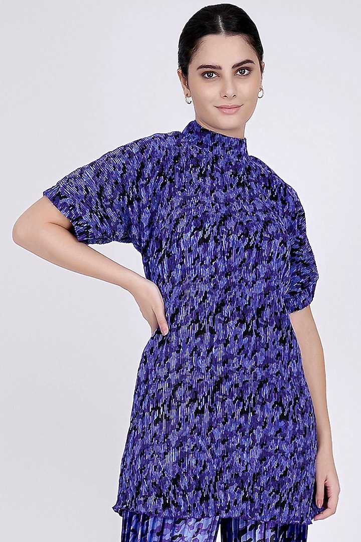 Cobalt Blue Printed Top by First Resort by Ramola Bachchan at Pernia's Pop Up Shop