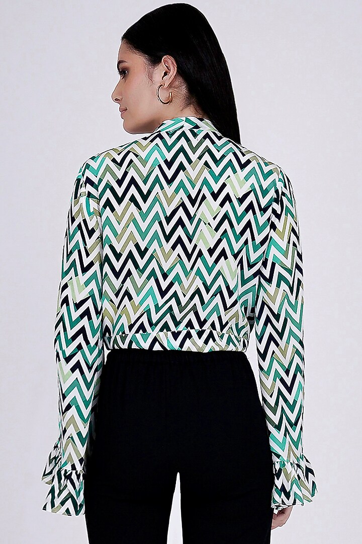 Green & White Printed Top by First Resort by Ramola Bachchan at Pernia's Pop Up Shop