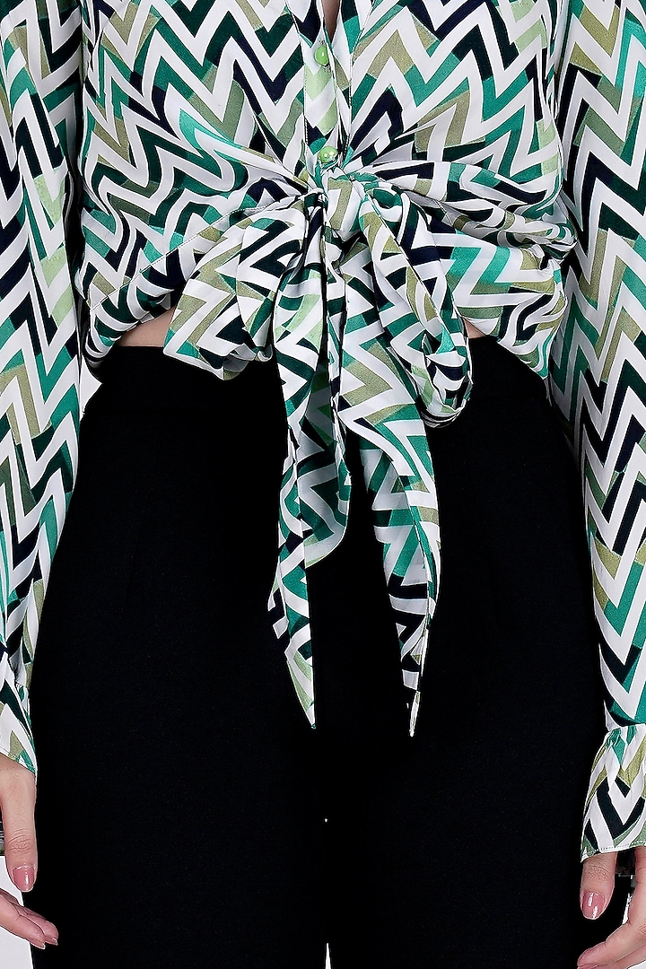 Green & White Printed Top by First Resort by Ramola Bachchan at Pernia's Pop Up Shop