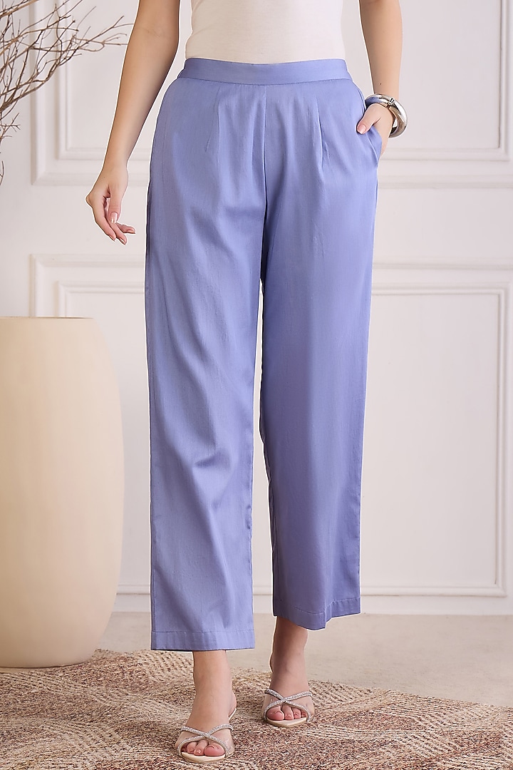 Mountain Blue Cotton Modal Satin Co-Ord Set by First Resort by Ramola Bachchan at Pernia's Pop Up Shop