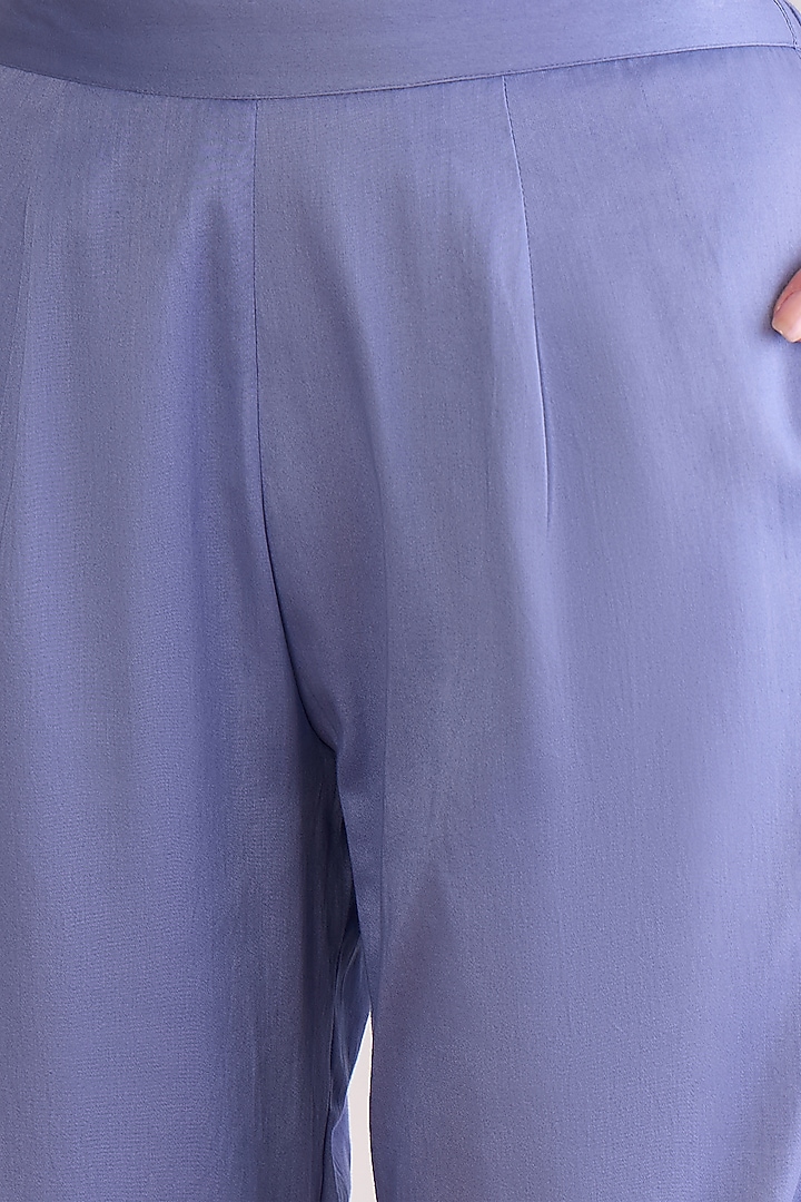 Mountain Blue Cotton Modal Satin Co-Ord Set by First Resort by Ramola Bachchan at Pernia's Pop Up Shop