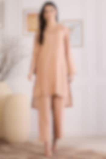 Apricot Colored Chanderi Co-Ord Set by First Resort by Ramola Bachchan at Pernia's Pop Up Shop