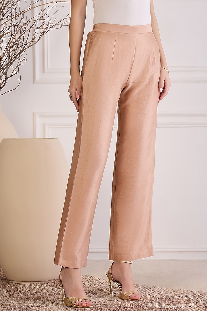 Apricot Colored Chanderi Co-Ord Set by First Resort by Ramola Bachchan at Pernia's Pop Up Shop