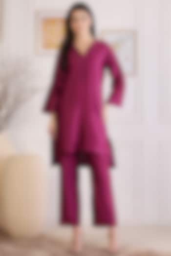 Plum Chanderi Co-Ord Set by First Resort by Ramola Bachchan at Pernia's Pop Up Shop