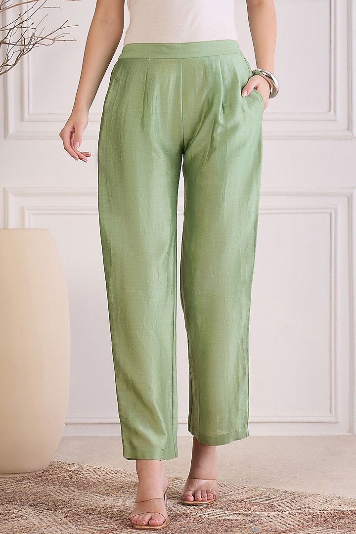 Sage Green Chanderi Co-Ord Set by First Resort by Ramola Bachchan at Pernia's Pop Up Shop