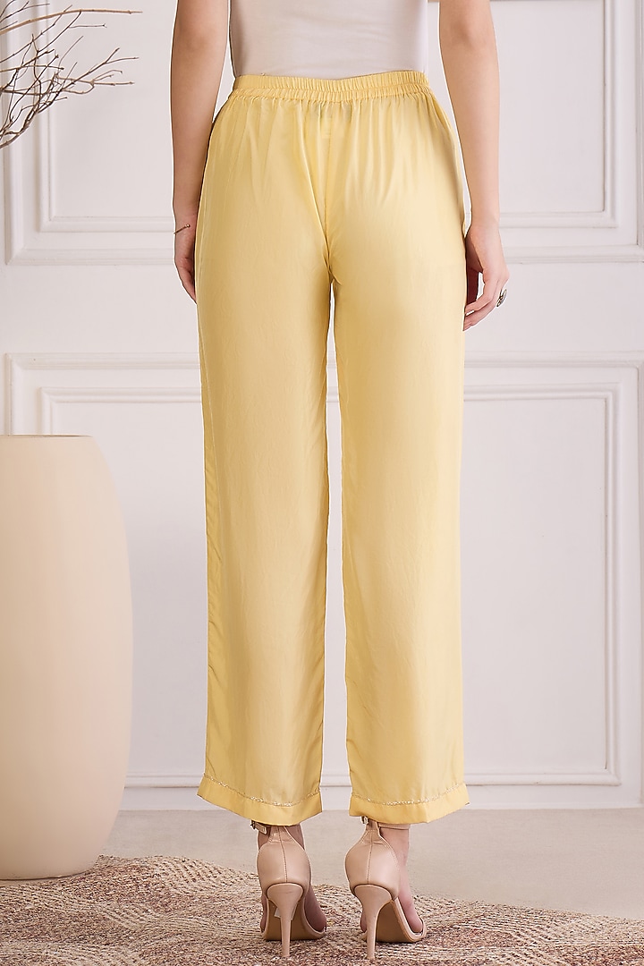 Yellow Habutai Silk Embroidered Co-Ord Set by First Resort by Ramola Bachchan at Pernia's Pop Up Shop