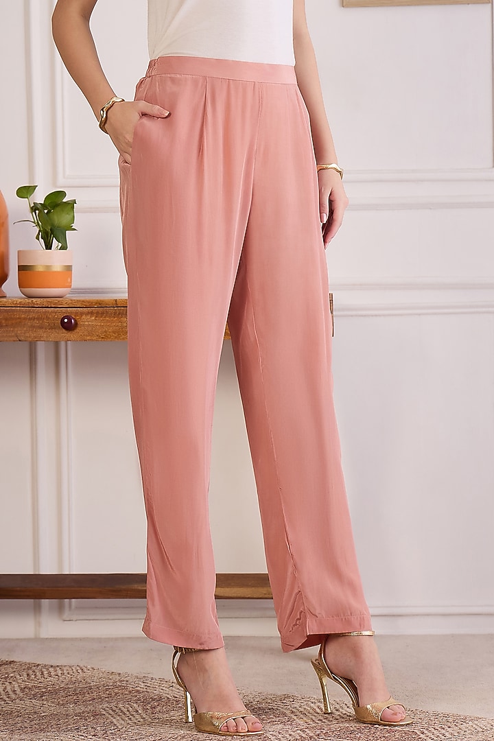 Light Rust Viscose Crepe Pant Set by First Resort by Ramola Bachchan at Pernia's Pop Up Shop