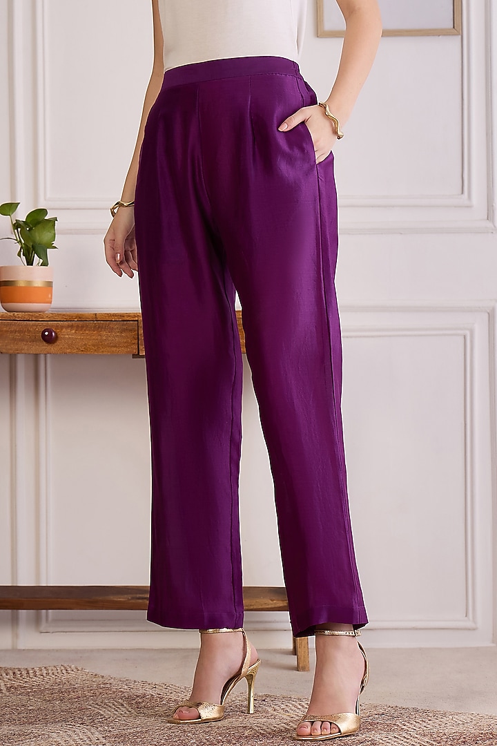 Purple Chanderi Hand Embroidered Co-Ord Set by First Resort by Ramola Bachchan at Pernia's Pop Up Shop
