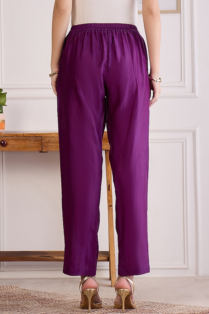 Purple Chanderi Hand Embroidered Co-Ord Set by First Resort by Ramola Bachchan at Pernia's Pop Up Shop