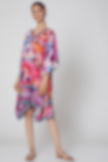 Fuchsia Botancial Printed Kaftan by First Resort by Ramola Bachchan