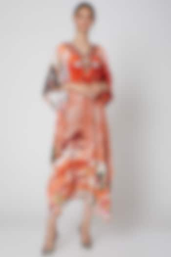 Burnt Orange Printed Kaftan by First Resort by Ramola Bachchan at Pernia's Pop Up Shop