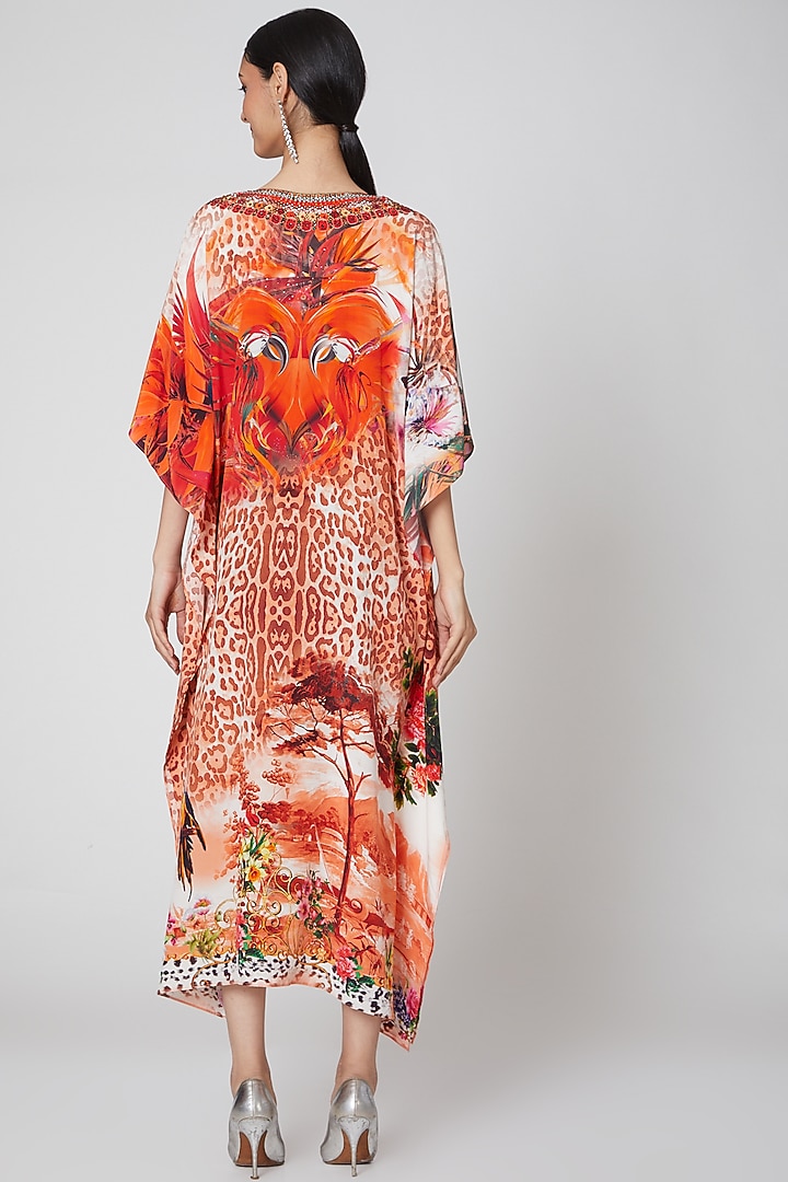 Burnt Orange Printed Kaftan by First Resort by Ramola Bachchan at Pernia's Pop Up Shop
