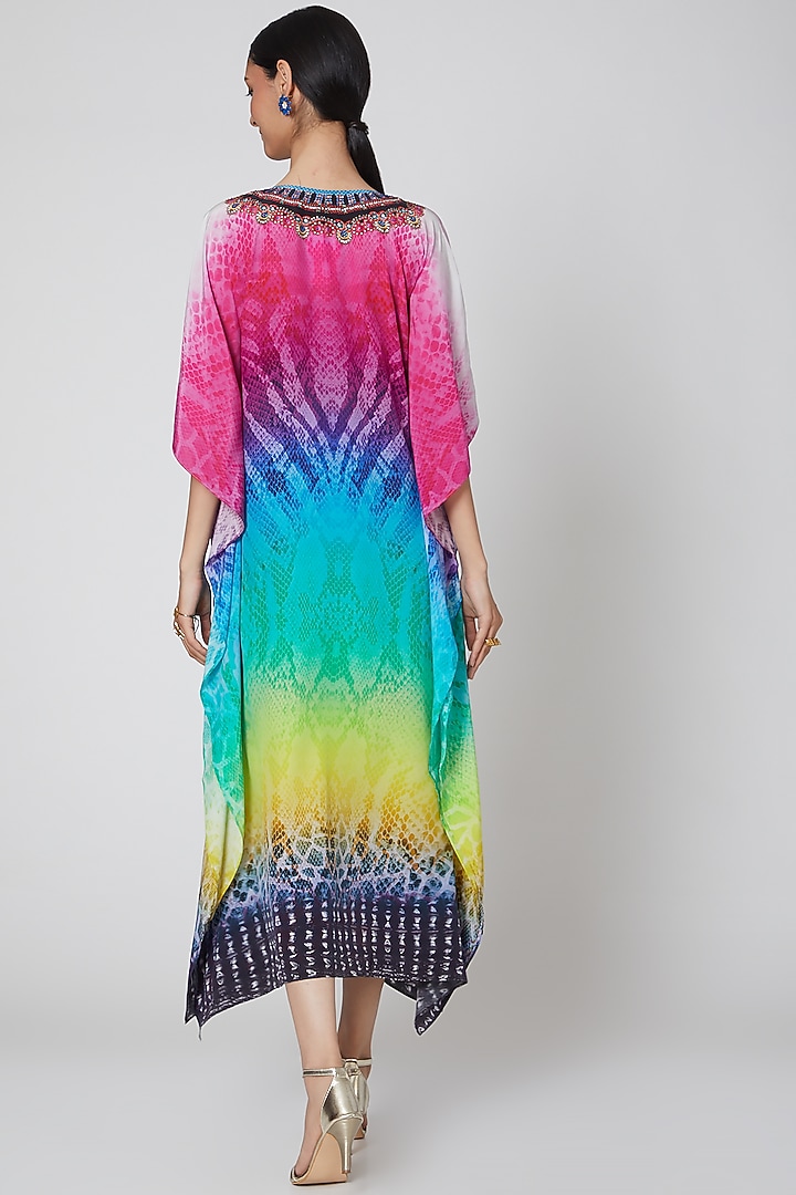 Multicolored Python Printed Kaftan by First Resort by Ramola Bachchan at Pernia's Pop Up Shop