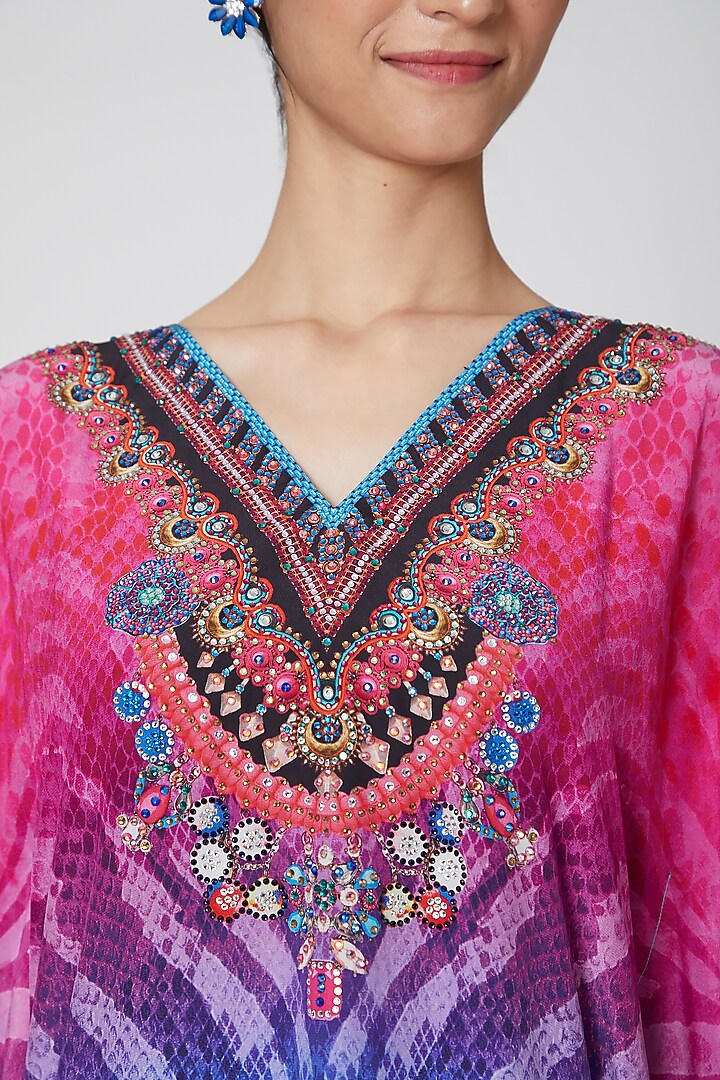 Multicolored Python Printed Kaftan by First Resort by Ramola Bachchan at Pernia's Pop Up Shop