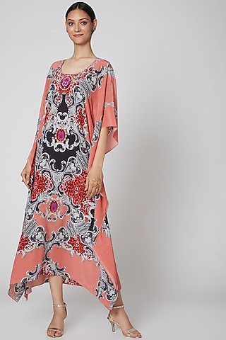 Peach Printed Kaftan by First Resort by Ramola Bachchan
