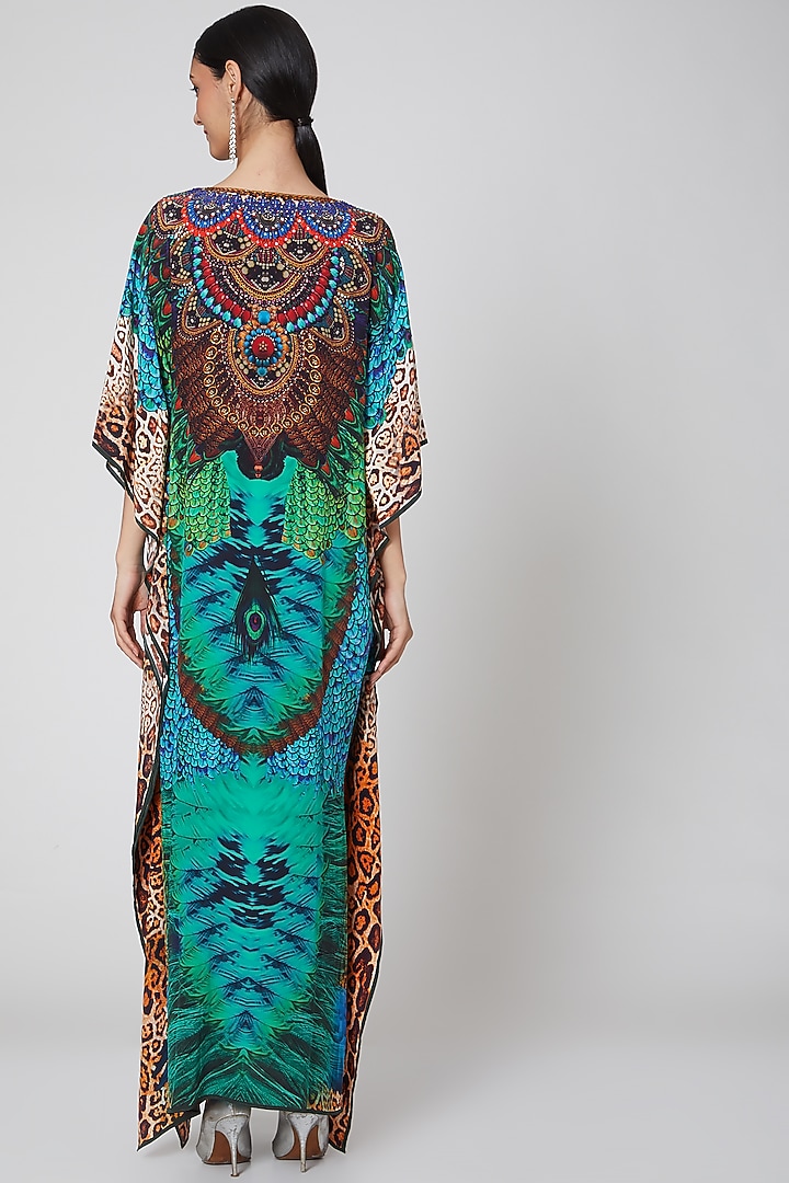 Emerald Green Tribal Printed Kaftan by First Resort by Ramola Bachchan at Pernia's Pop Up Shop