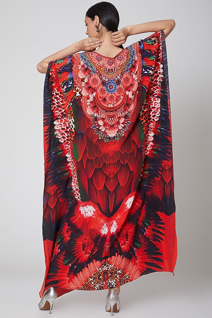 Red Tribal Printed Kaftan by First Resort by Ramola Bachchan at Pernia's Pop Up Shop