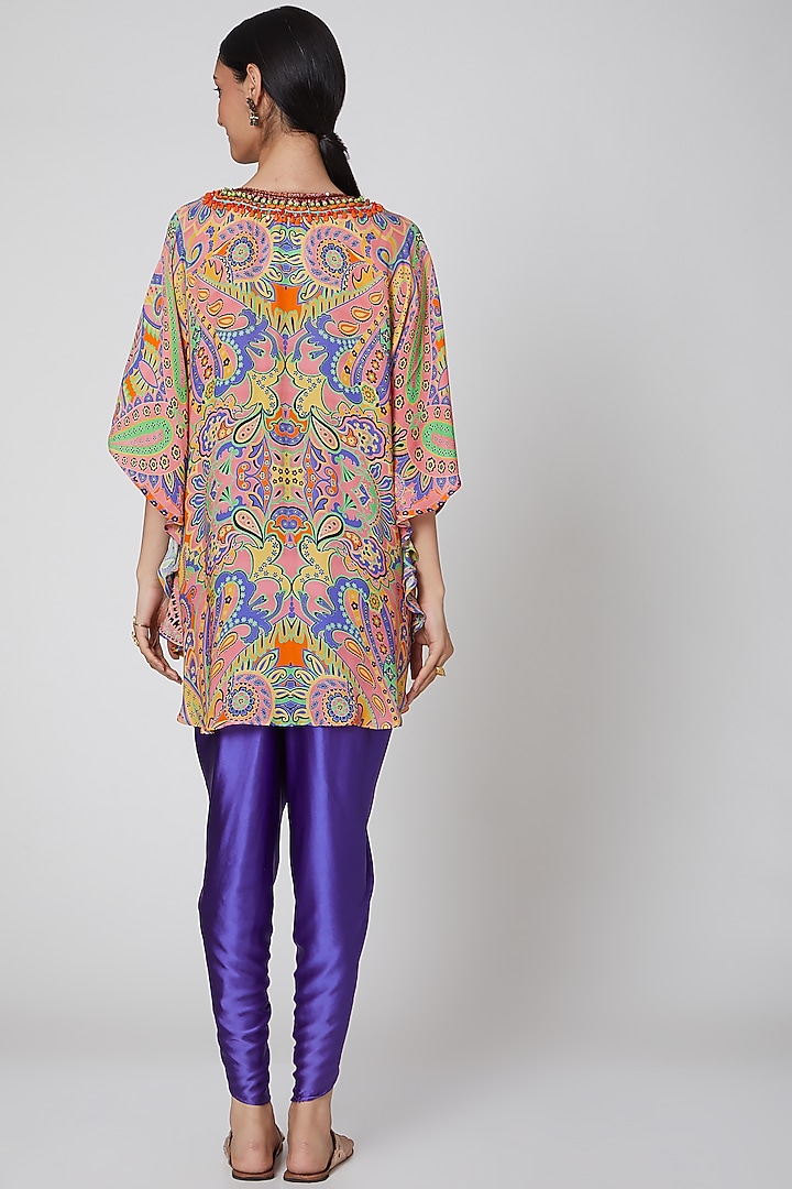 Blush Pink & Purple Embroidered Tunic Set by First Resort by Ramola Bachchan at Pernia's Pop Up Shop