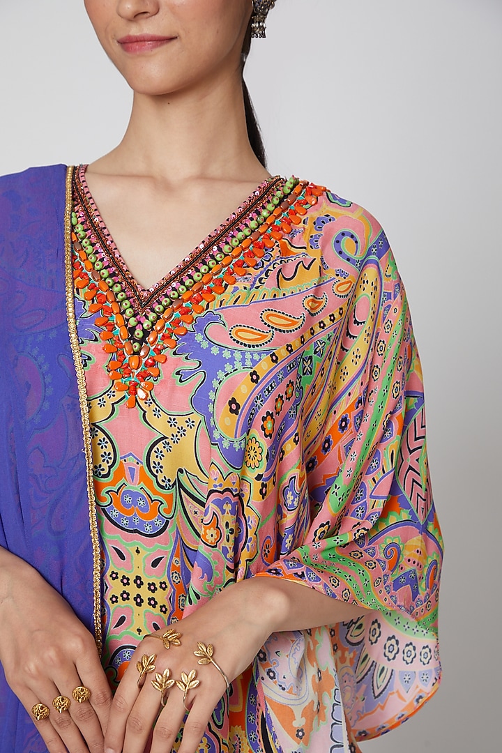 Blush Pink & Purple Embroidered Tunic Set by First Resort by Ramola Bachchan at Pernia's Pop Up Shop