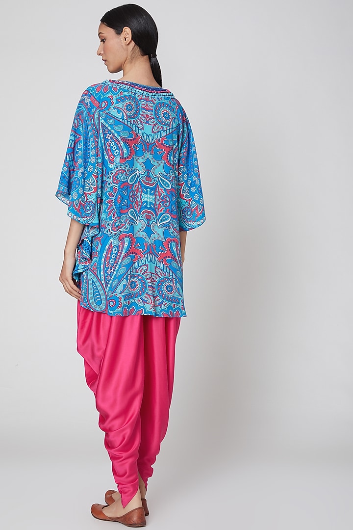 Cobalt Blue & Hot Pink Embroidered Tunic Set by First Resort by Ramola Bachchan at Pernia's Pop Up Shop
