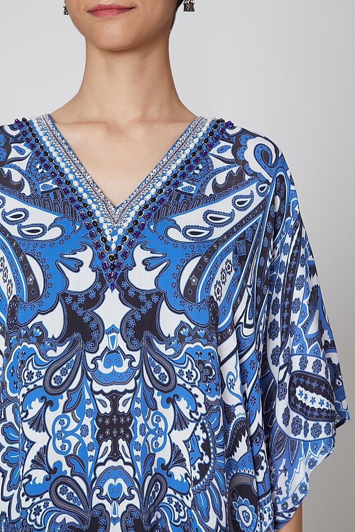 Cobalt Blue Embroidered Tunic Set by First Resort by Ramola Bachchan at Pernia's Pop Up Shop