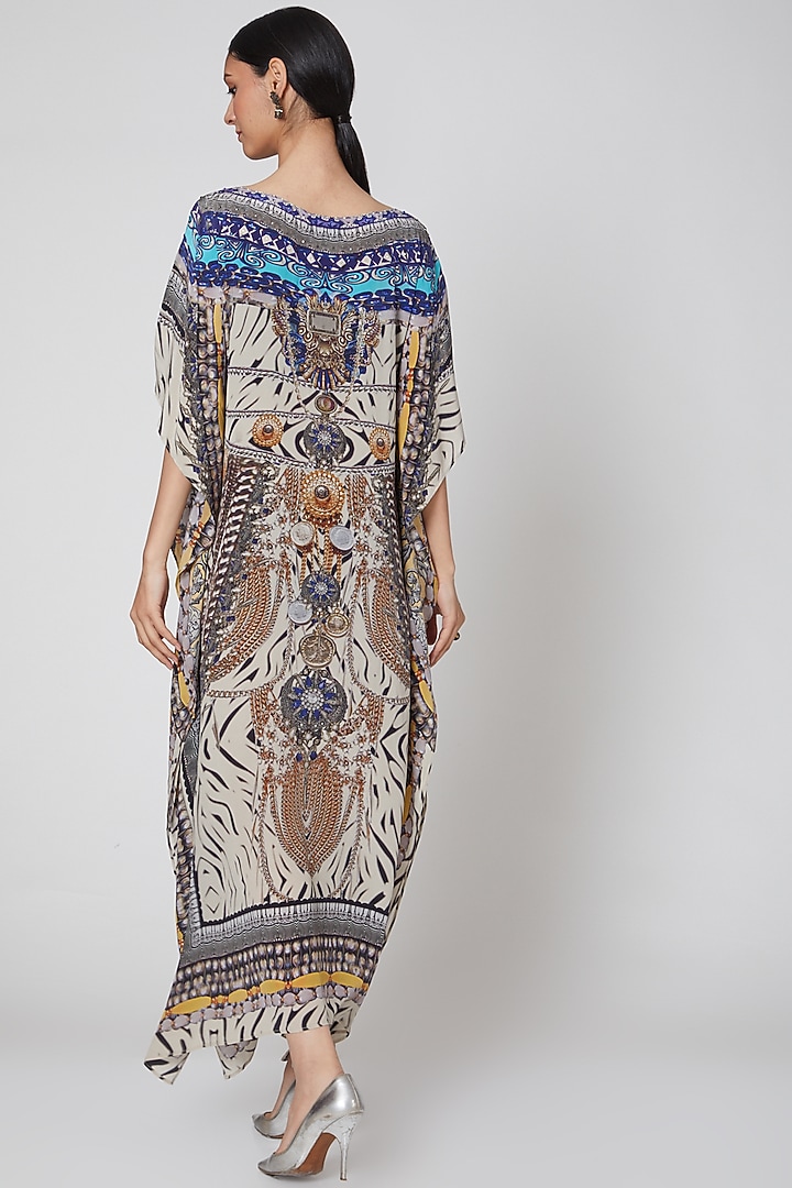 Beige Zebra Printed Kaftan by First Resort by Ramola Bachchan at Pernia's Pop Up Shop