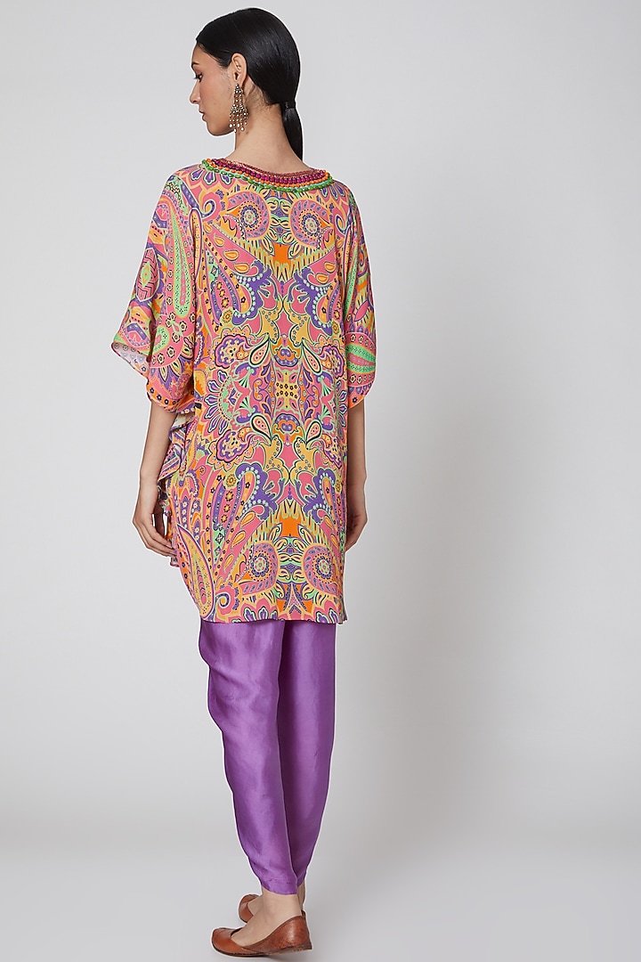 Rose Pink & Purple Embroidered Tunic Set by First Resort by Ramola Bachchan at Pernia's Pop Up Shop