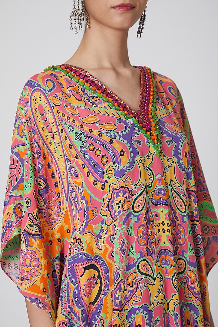 Rose Pink & Purple Embroidered Tunic Set by First Resort by Ramola Bachchan at Pernia's Pop Up Shop