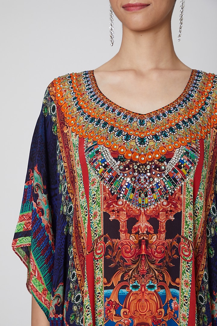 Orange Printed Kaftan by First Resort by Ramola Bachchan at Pernia's Pop Up Shop