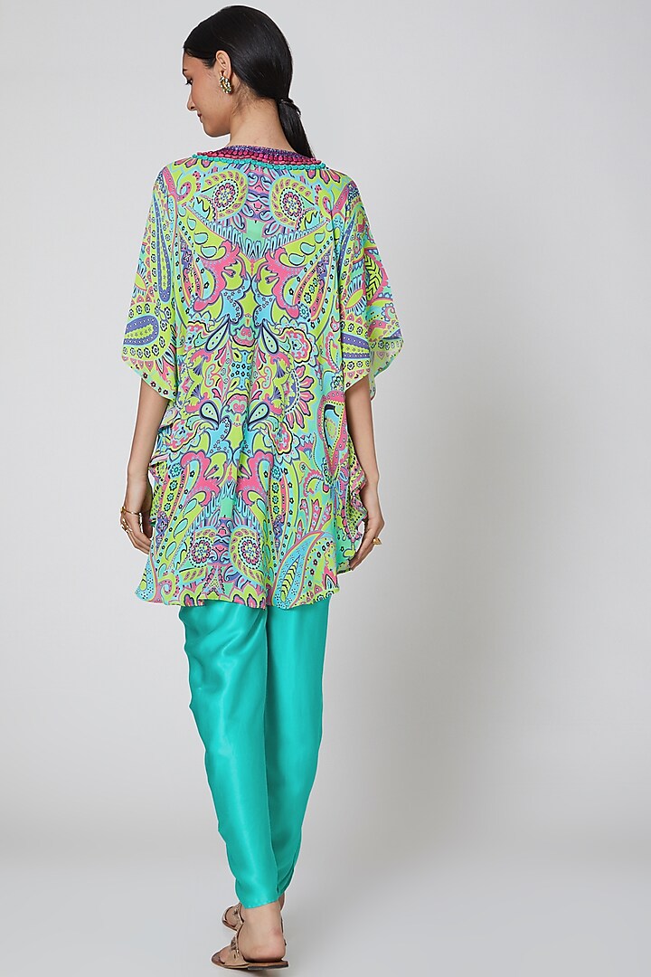Pink & Mint Green Embroidered Tunic Set by First Resort by Ramola Bachchan at Pernia's Pop Up Shop
