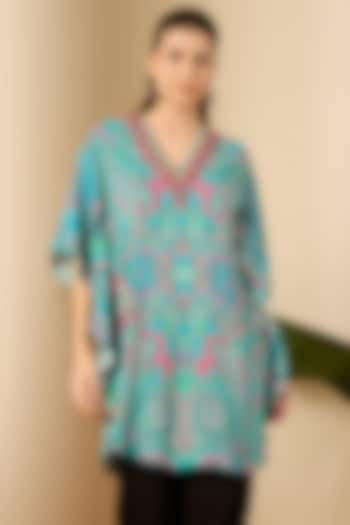 Mint Green Double Viscose Georgette Paisley Printed Tunic by First Resort by Ramola Bachchan at Pernia's Pop Up Shop