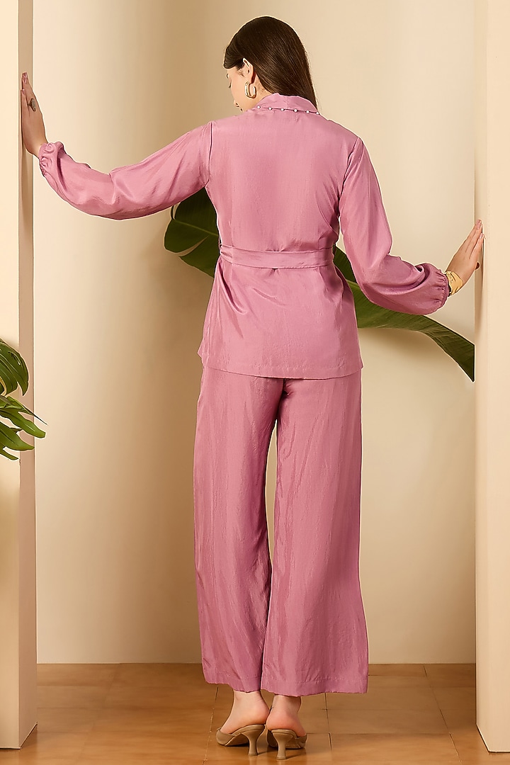 Purple Habutai Silk Co-Ord Set by First Resort by Ramola Bachchan at Pernia's Pop Up Shop