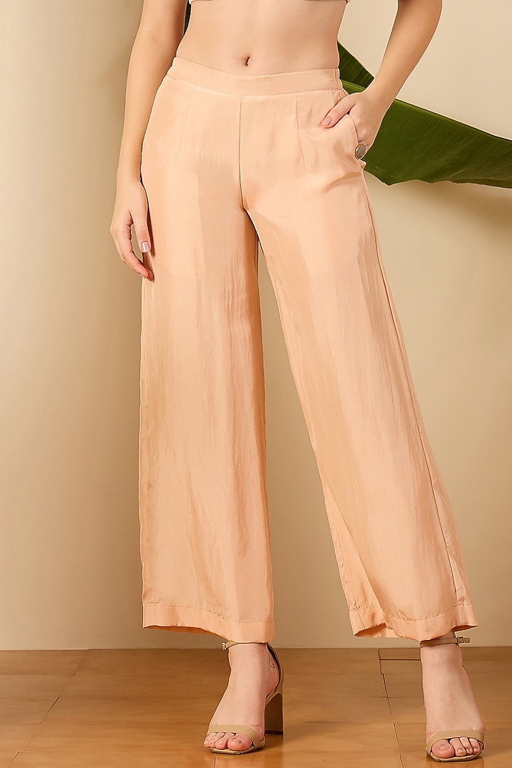 Peach Habutai Silk Co-Ord Set by First Resort by Ramola Bachchan at Pernia's Pop Up Shop