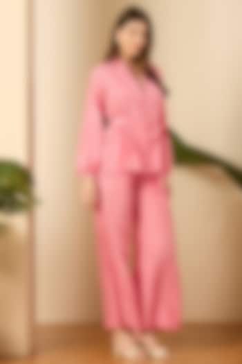 Blush Pink Habutai Silk Co-Ord Set by First Resort by Ramola Bachchan at Pernia's Pop Up Shop