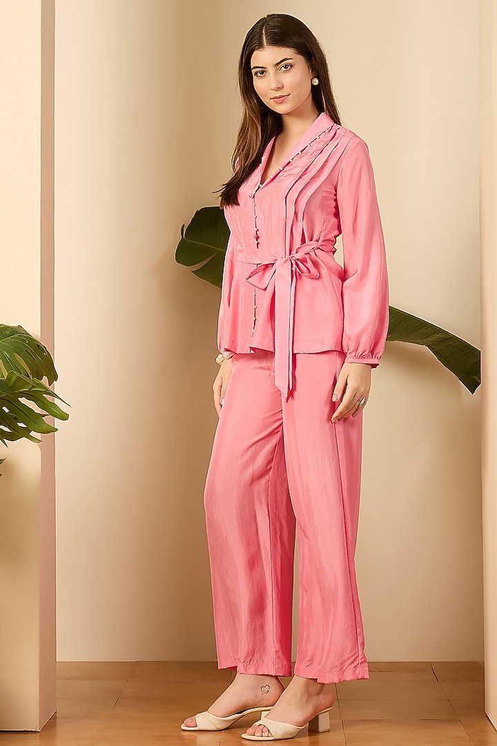 Blush Pink Habutai Silk Co-Ord Set by First Resort by Ramola Bachchan at Pernia's Pop Up Shop