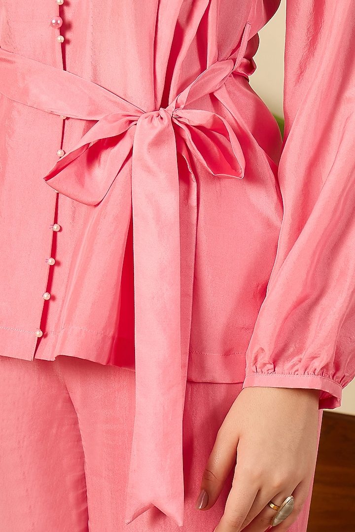 Blush Pink Habutai Silk Co-Ord Set by First Resort by Ramola Bachchan at Pernia's Pop Up Shop
