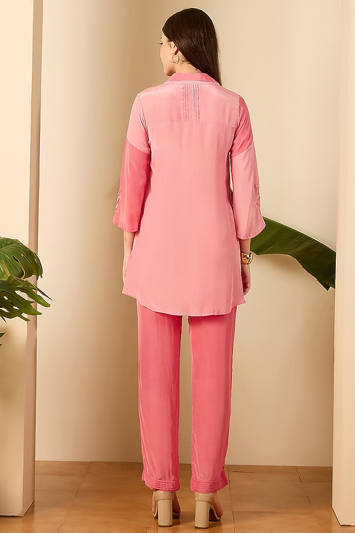 Blush Pink Double Georgette Hand Embroidered Co-Ord Set by First Resort by Ramola Bachchan at Pernia's Pop Up Shop