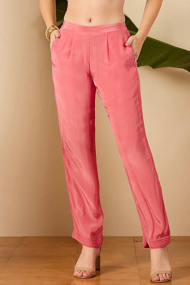 Blush Pink Double Georgette Hand Embroidered Co-Ord Set by First Resort by Ramola Bachchan at Pernia's Pop Up Shop