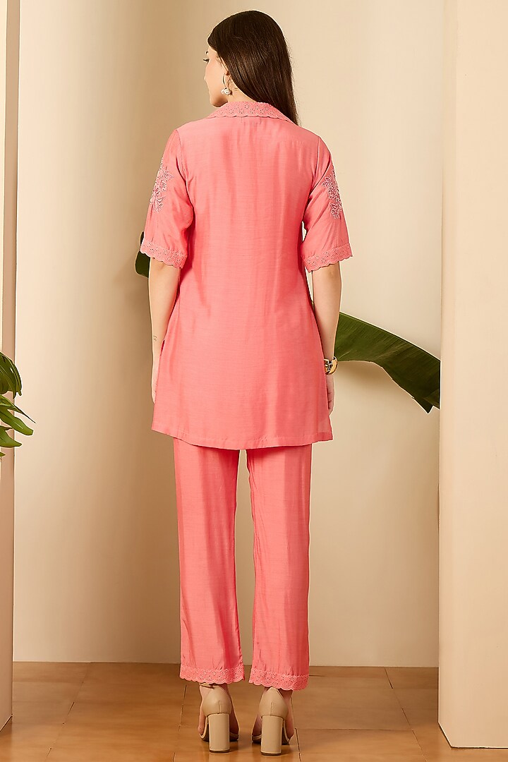 Blush Pink Cotton Bemberg Muslin Co-Ord Set by First Resort by Ramola Bachchan at Pernia's Pop Up Shop