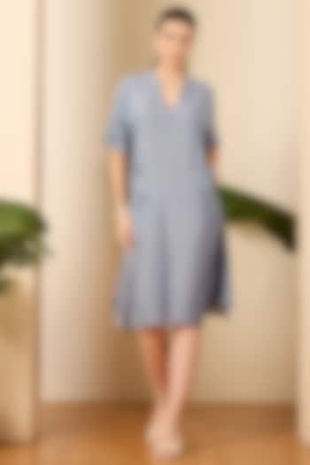 Cobalt Blue Bemberg Viscose Muslin Embroidered Summer Dress by First Resort by Ramola Bachchan at Pernia's Pop Up Shop