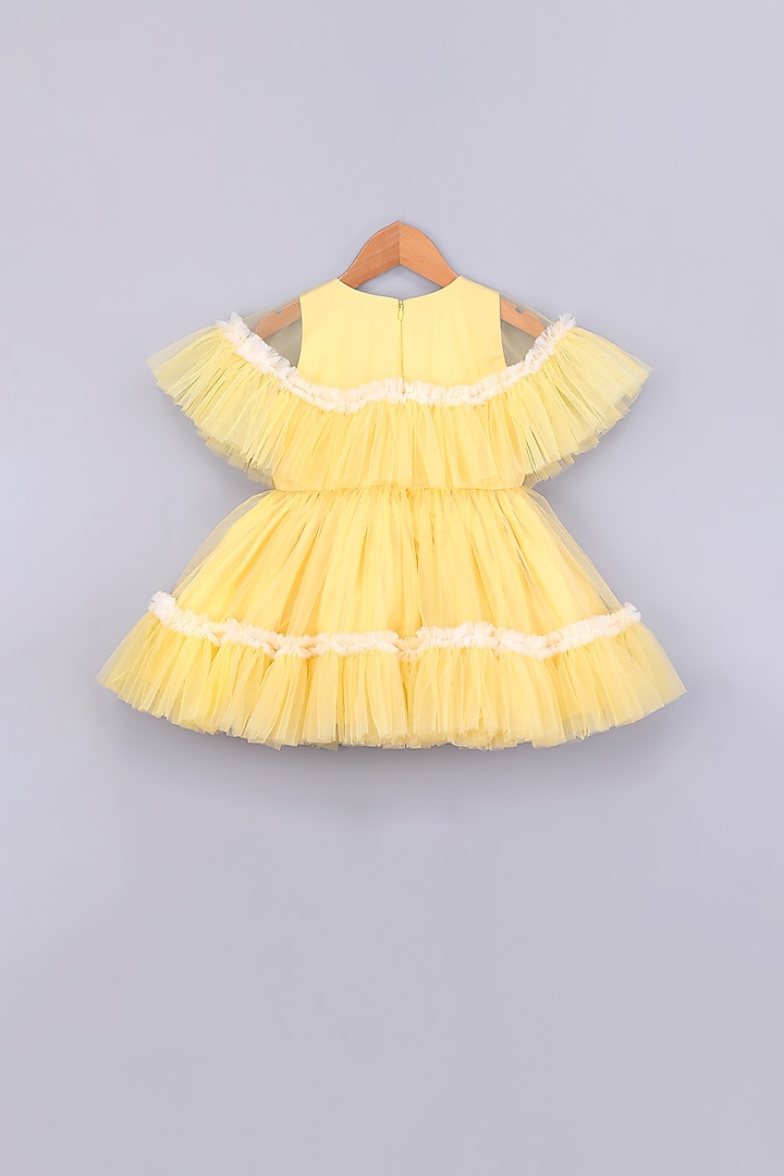Yellow Ruffled Cape Dress For Girls by Free Sparrow at Pernia's Pop Up Shop